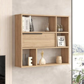 Vue de l’étagère bibliothèque SELENE en bois clair fixée au mur